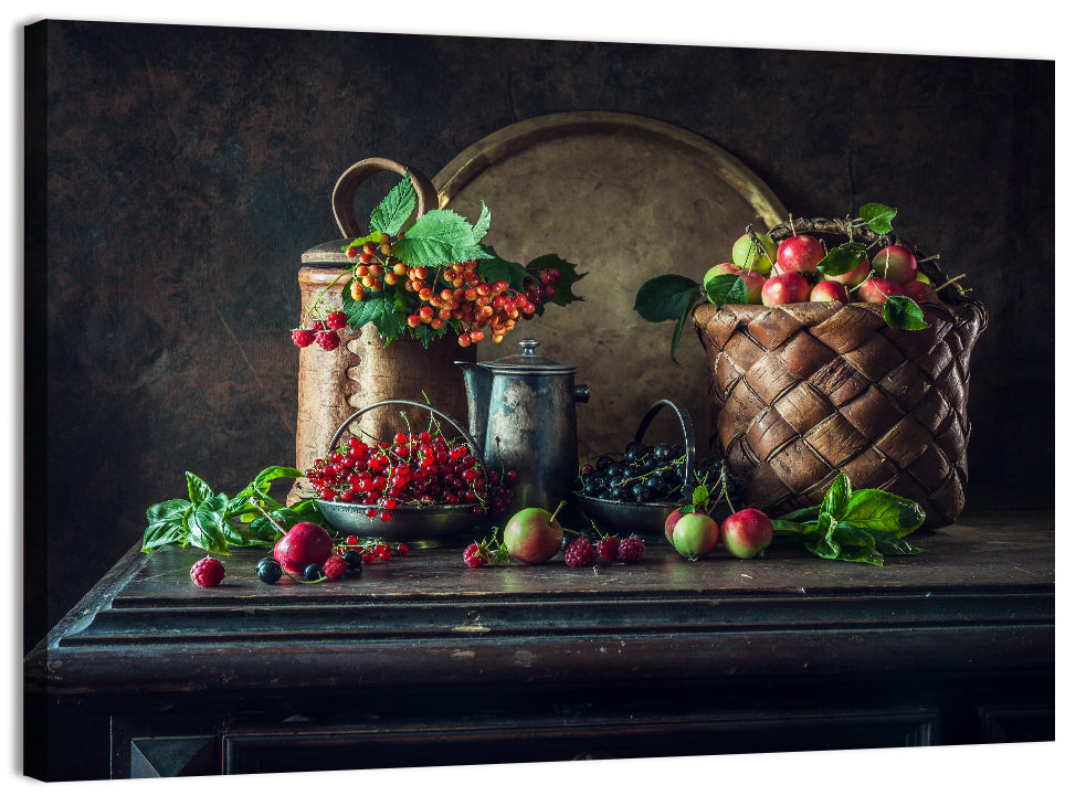 Vintage Currants Still Life Wall Art, canvas print, landscape