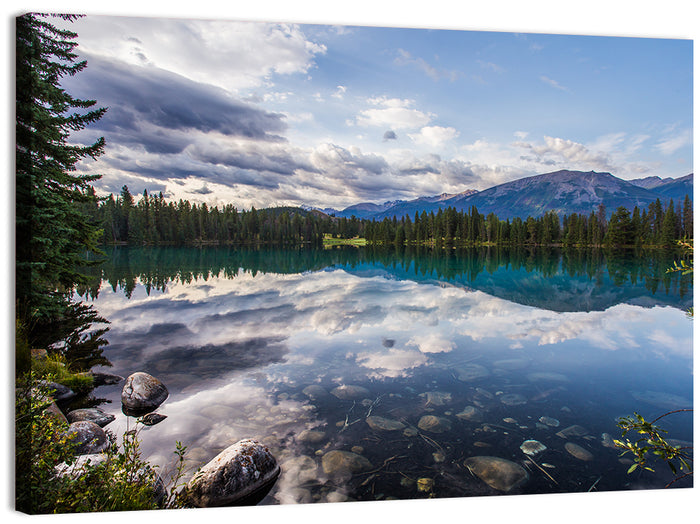 Lake Beauvert, Alberta Wall Art as a canvas print