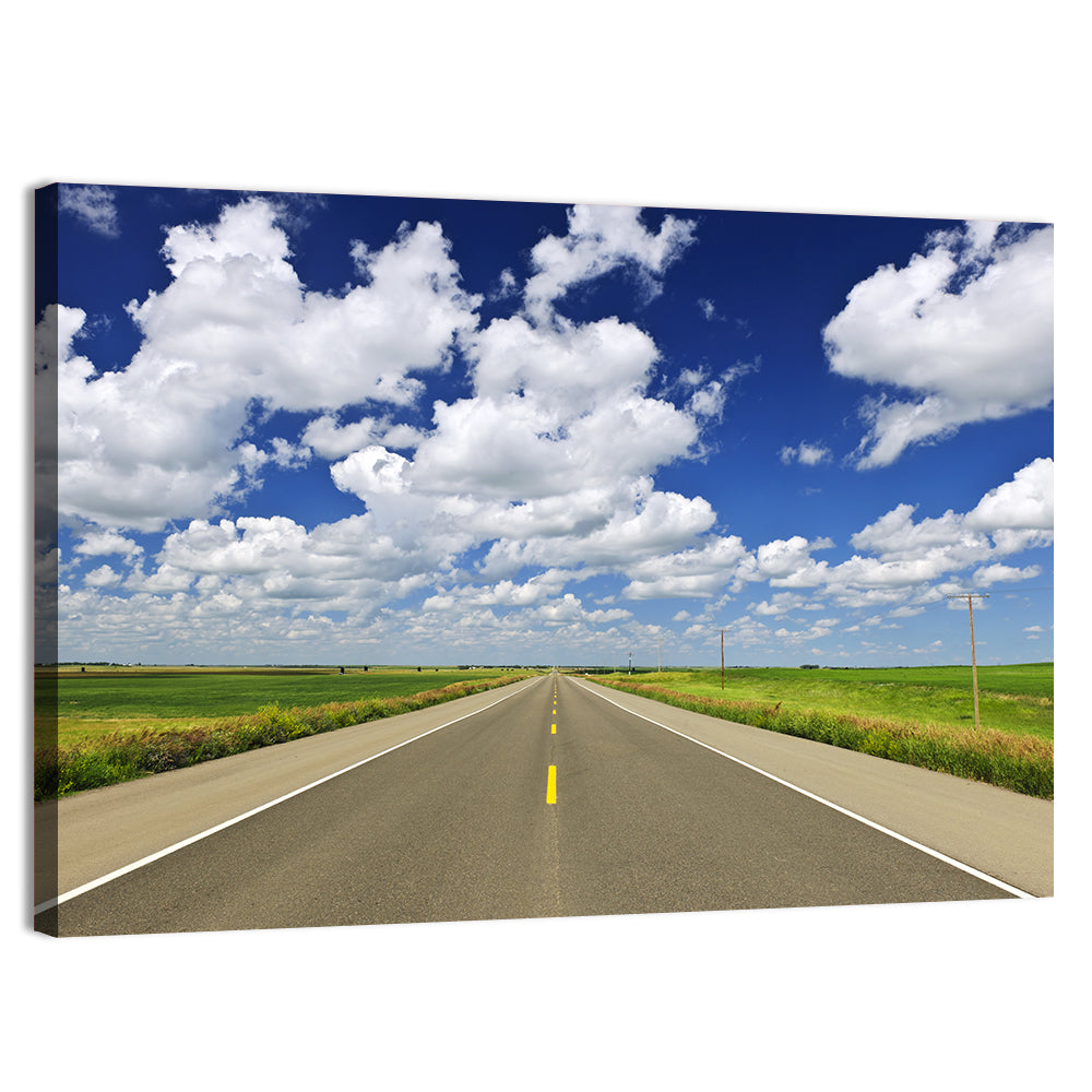 Saskatchewan Prairie Highway Wall Art, canvas print, landscape