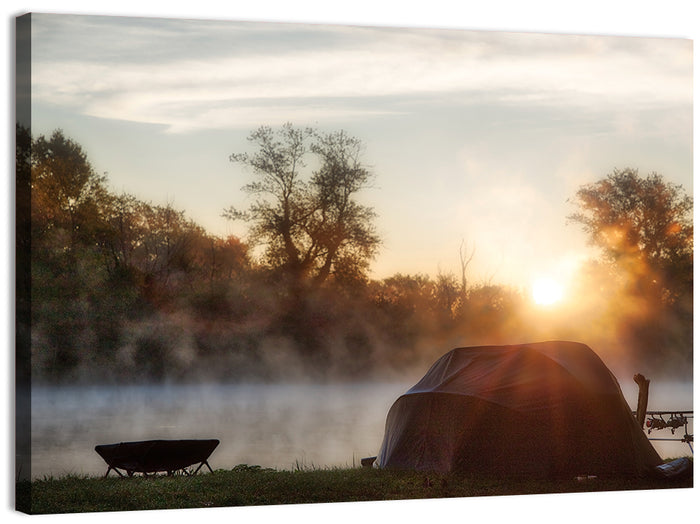 Fishing Tents at Sunrise Wall Art as a canvas print