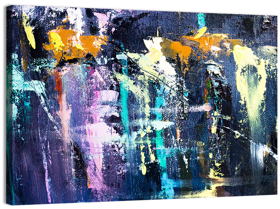 Impasto Waterfall in Blue and Purple Wall Art, canvas print, landscape
