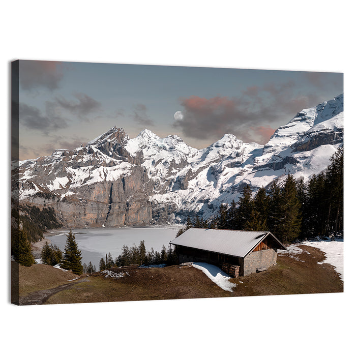 Oeschinensee Winter Landscape Wall Art as a canvas print