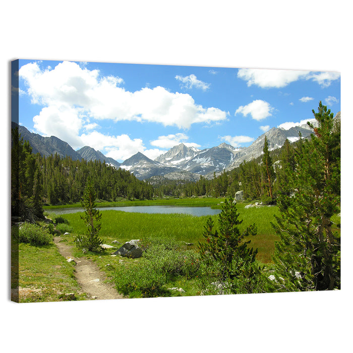Sierra Nevada Trail to Snow Capped Peaks Wall Art as a canvas print