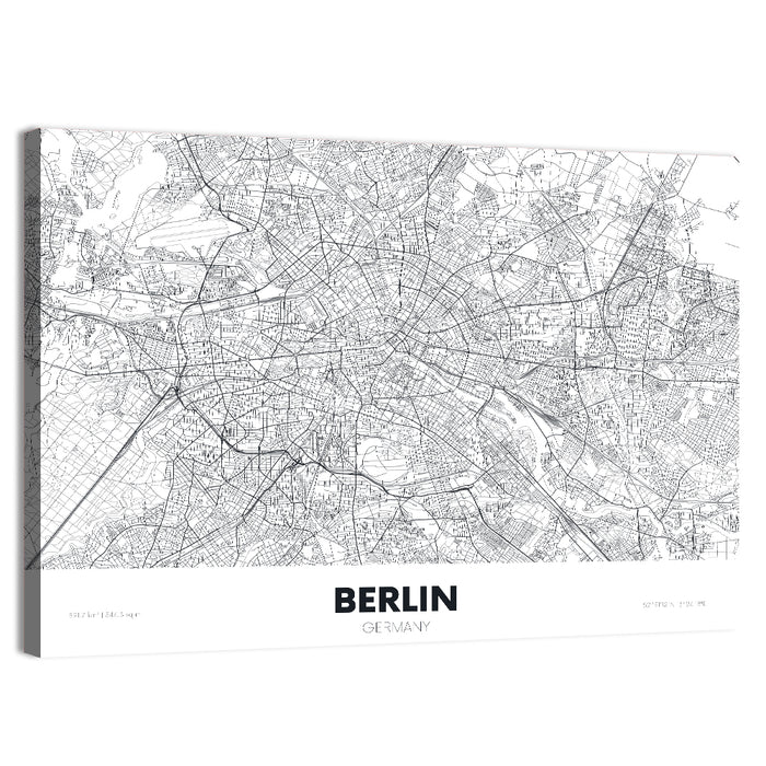 Berlin Street Network Map Wall Art as a canvas print