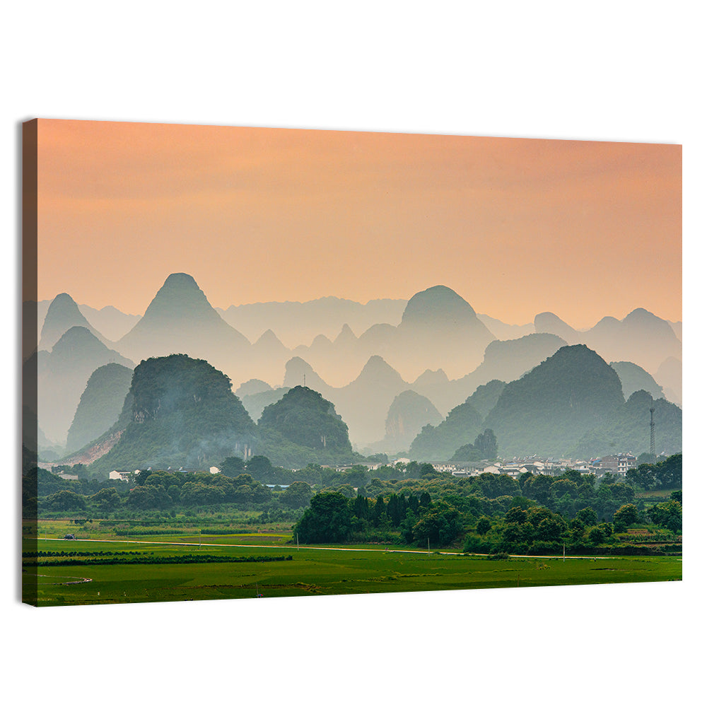 Misty Karst Mountains Wall Art, canvas print, landscape