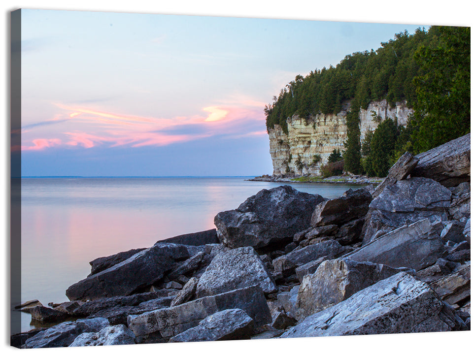 Lake Michigan Sunset Cliffs Wall Art, canvas print, landscape
