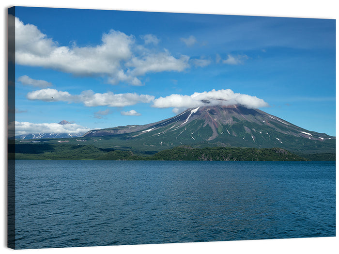 Ilyinsky Volcano Over Kuril Lake Wall Art as a canvas print