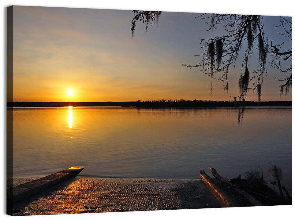Lake Conroe Sunset Reflection Wall Art, canvas print, landscape