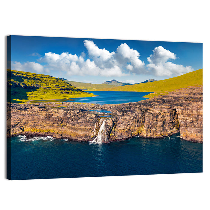 Mulafossur Waterfall Gasadalur Wall Art as a canvas print