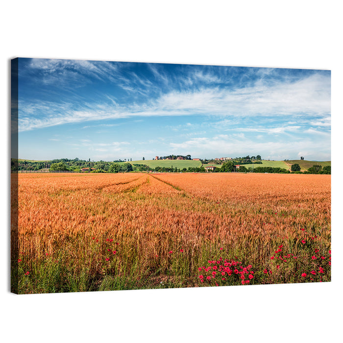 Golden Wheat Field with Poppies Wall Art as a canvas print