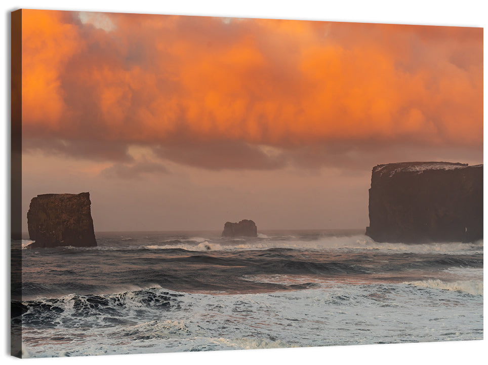 Dyrholaey Sunrise Seascape Wall Art, canvas print, landscape