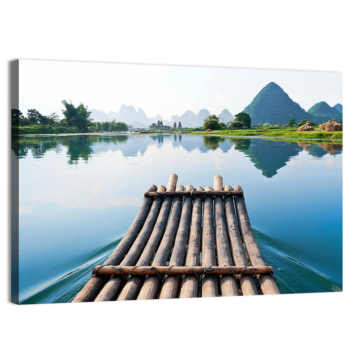 Li River Bamboo Raft, Guilin Wall Art as a canvas print