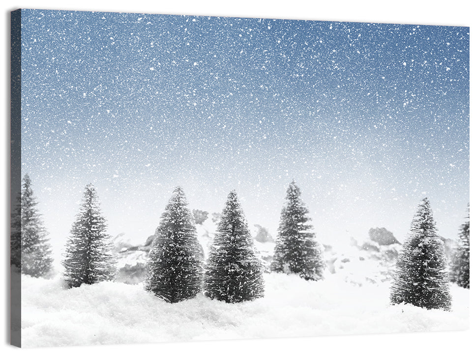 Winter Pine Trees Landscape Wall Art, canvas print, landscape