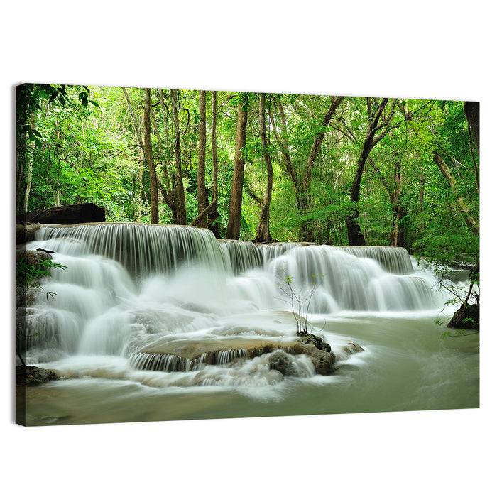Erawan Falls Forest Cascade Wall Art as a canvas print