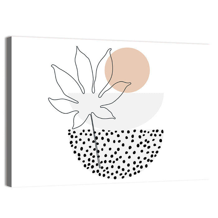 Palm Leaf with Peach Bowls Wall Art as a canvas print