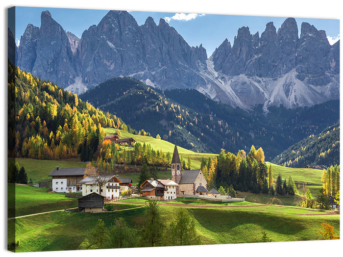 Santa Maddalena Autumn Village Wall Art as a canvas print
