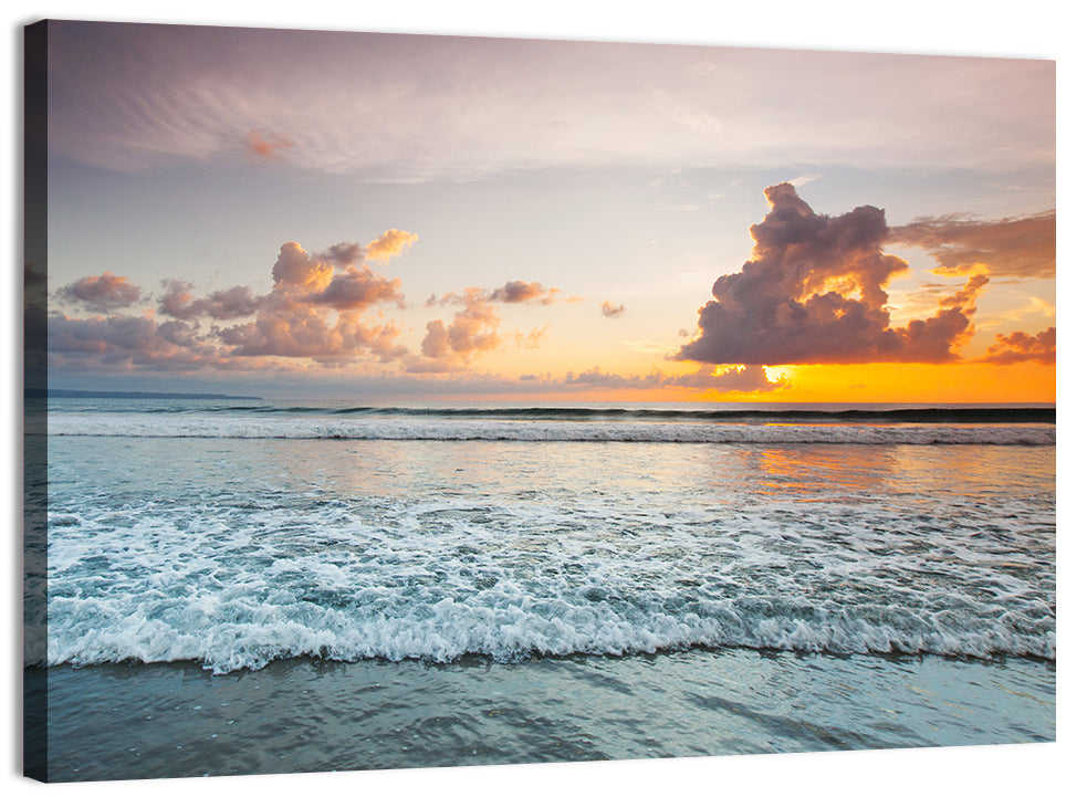 Golden Hour Beach Sunset Surf Wall Art, canvas print, landscape