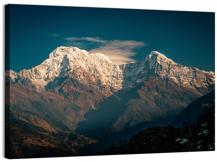 Annapurna South Summit with Wispy Clouds Wall Art as a canvas print