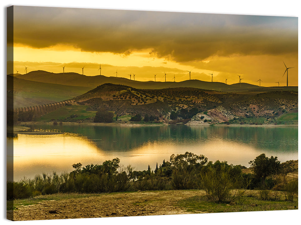 Andalucia Wind Farm at Golden Hour Wall Art, canvas print, landscape
