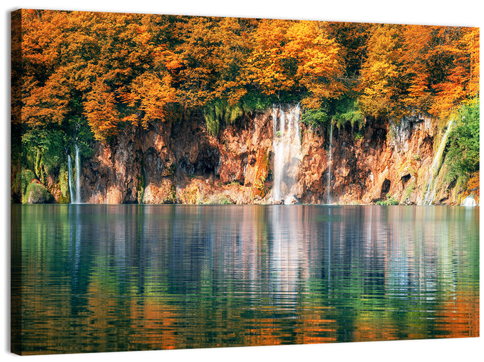 Autumn Reflections at Plitvice Lakes Wall Art as a canvas print