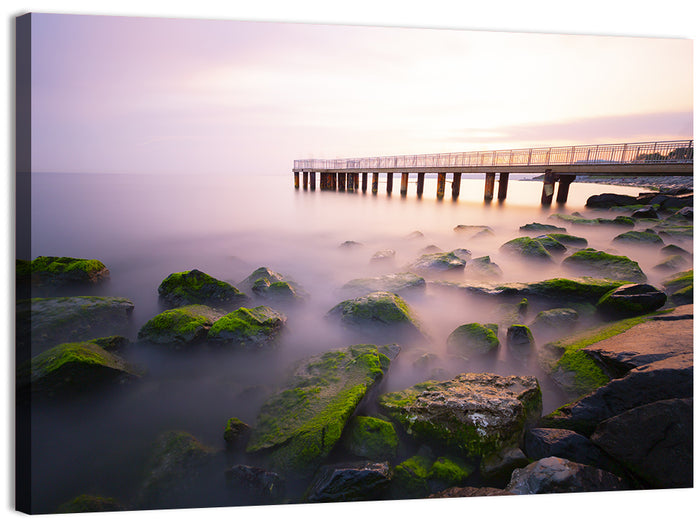 Florya Beach Pier at Lavender Dusk Wall Art as a canvas print