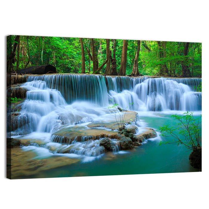 Huay Ma Khamin Erawan Waterfall Wall Art as a canvas print