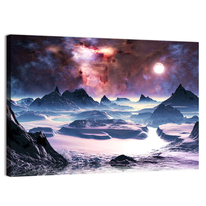 Alien Planet Winter Aurora Wall Art as a canvas print