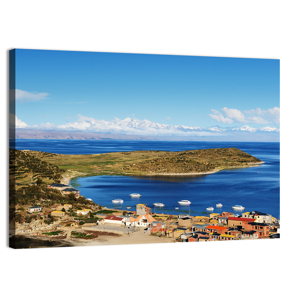 Isla Del Sol Village on Lake Titicaca Wall Art, canvas print, landscape