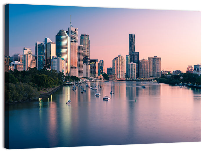 Brisbane River Skyline at Dusk Wall Art as a canvas print