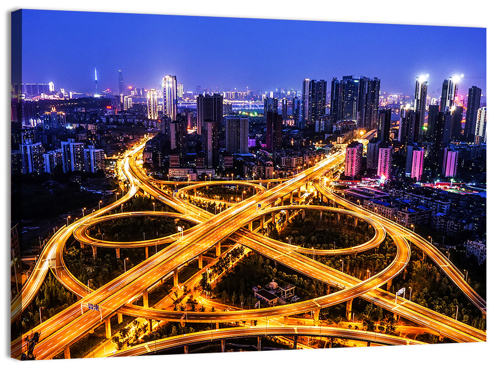 Hanyang District Interchange Nightscape Wall Art, canvas print, landscape