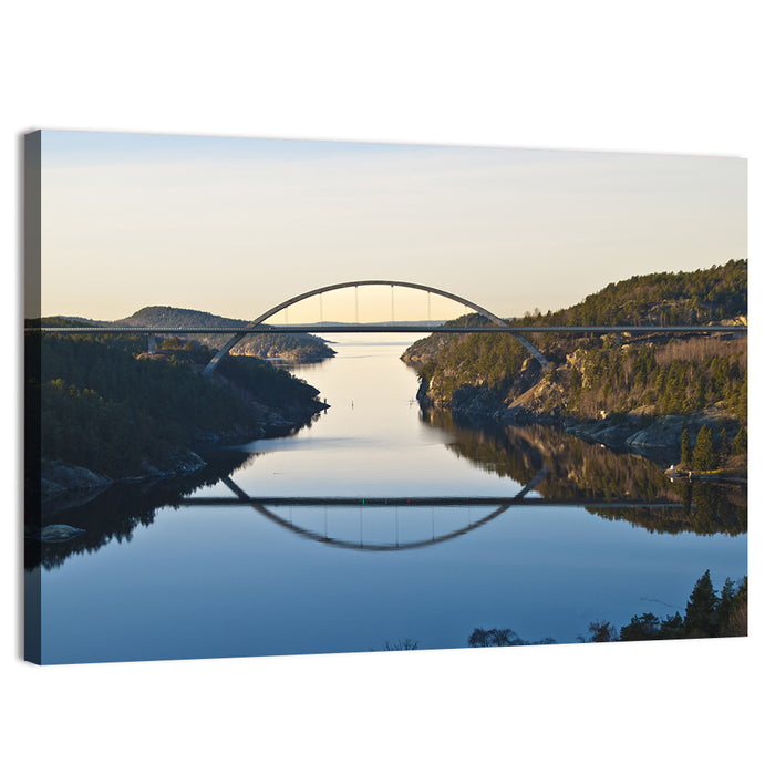 Svinesund Bridge at Golden Hour Wall Art as a canvas print