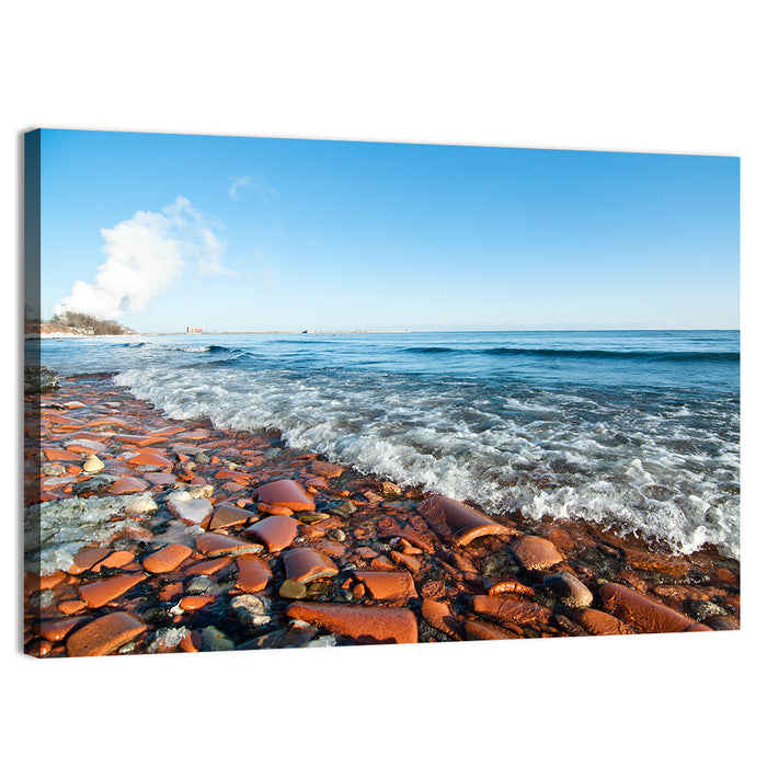 Lake Ontario Terracotta Shoreline Wall Art as a canvas print
