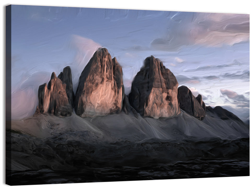Tre Cime at Dusk Wall Art, canvas print, landscape