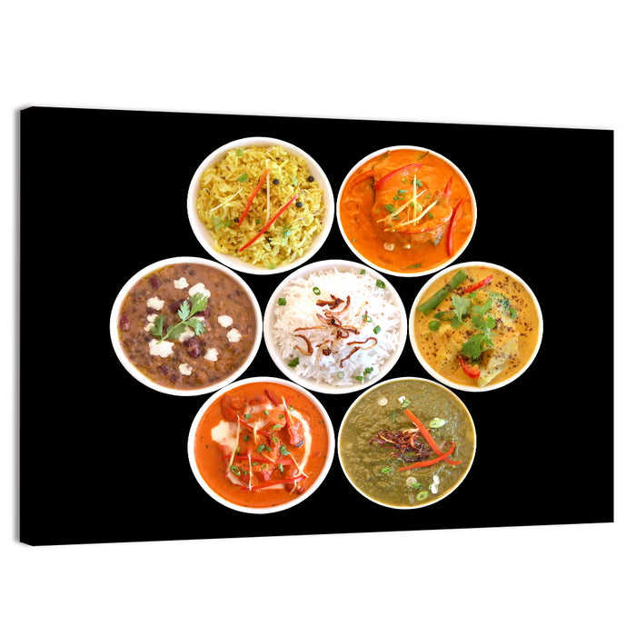 Six Indian Curry Bowls Wall Art as a canvas print