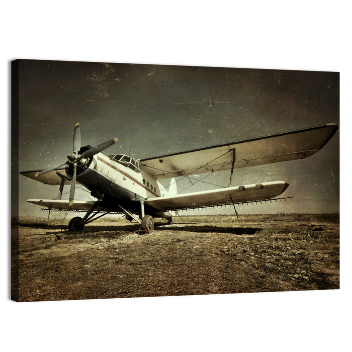 Vintage Military Biplane Wall Art as a canvas print
