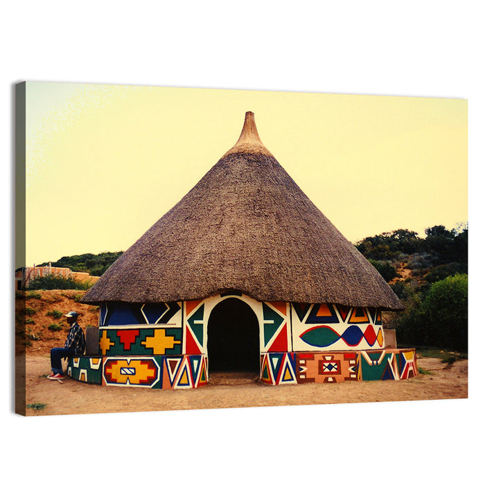 Ndbele Tribe Hut Wall Art as a canvas print
