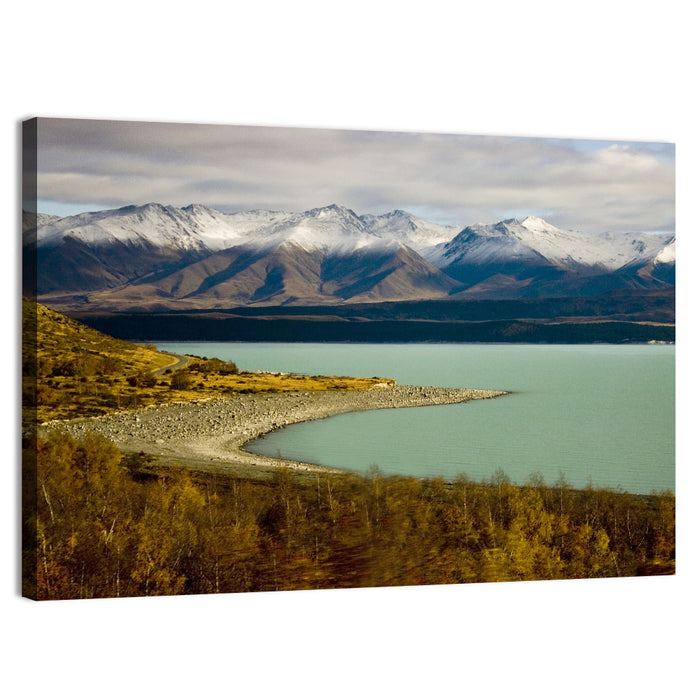 Lake Pukaki Autumn Shoreline Wall Art as a canvas print
