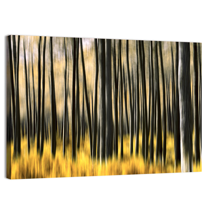Golden Abstract Forest Wall Art as a canvas print