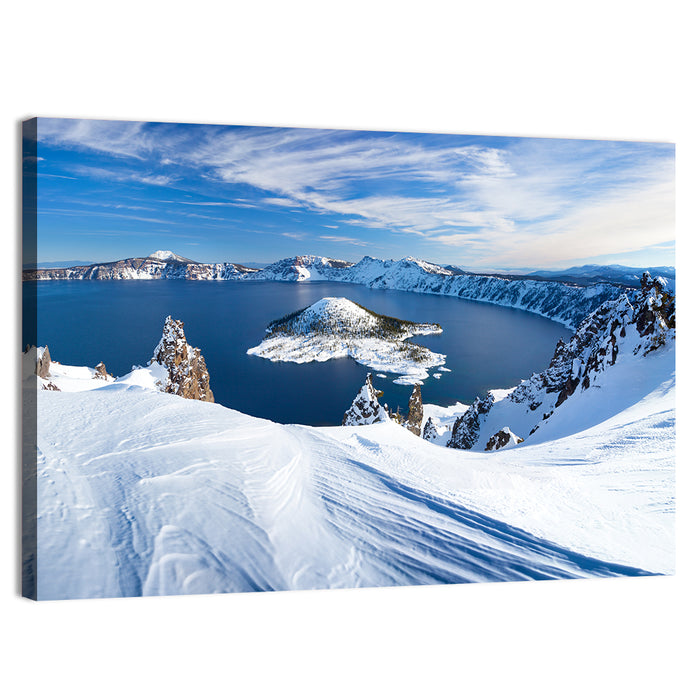 Crater Lake with Wizard Island Wall Art as a canvas print