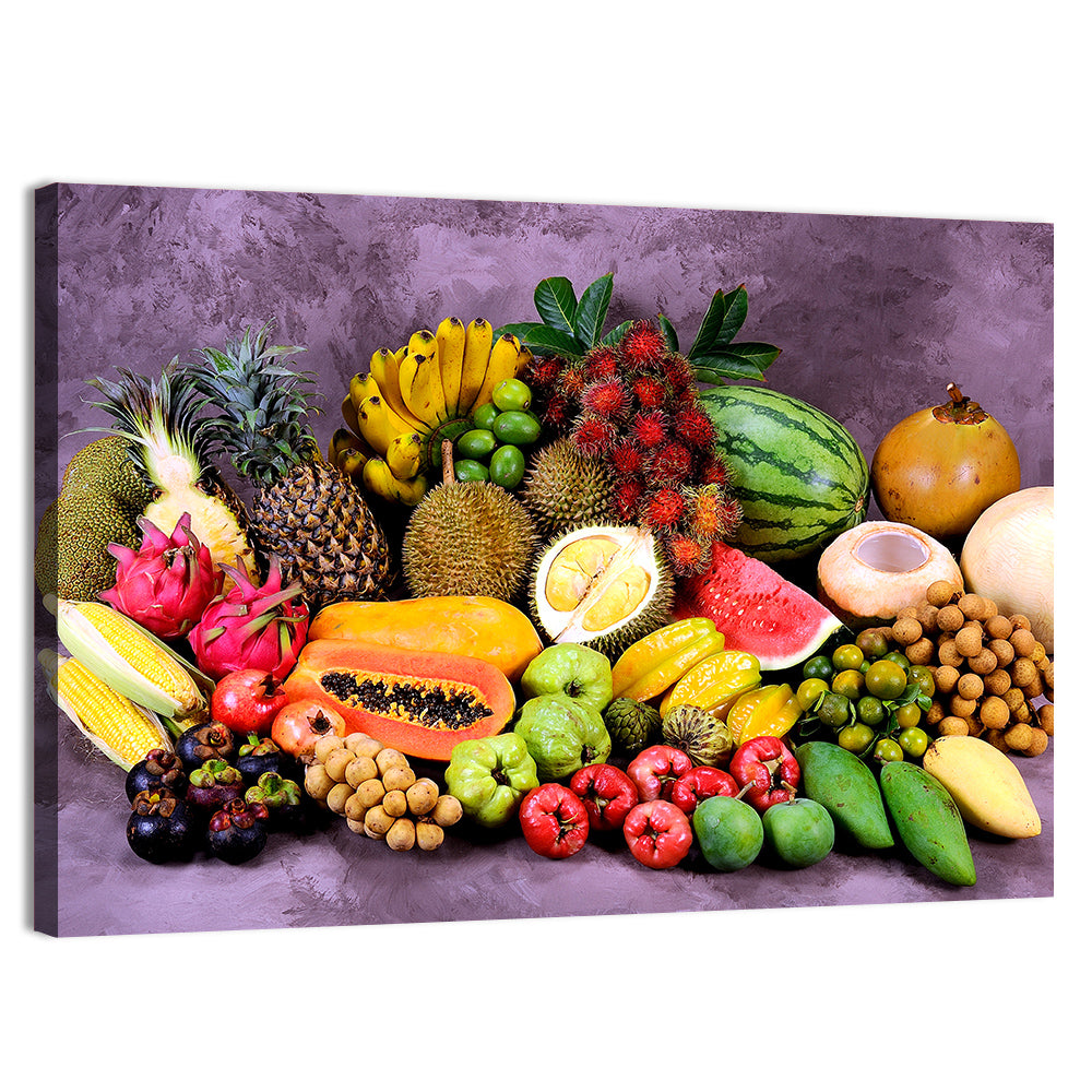 Tropical Fruit Still Life Wall Art, canvas print, landscape