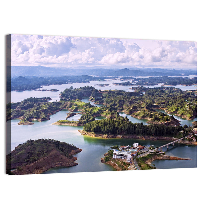 Guatapé Reservoir Aerial View Wall Art as a canvas print
