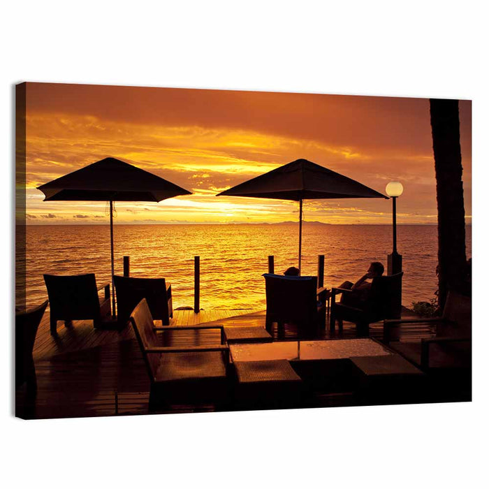 Denarau Island Sunset Patio Scene Wall Art as a canvas print