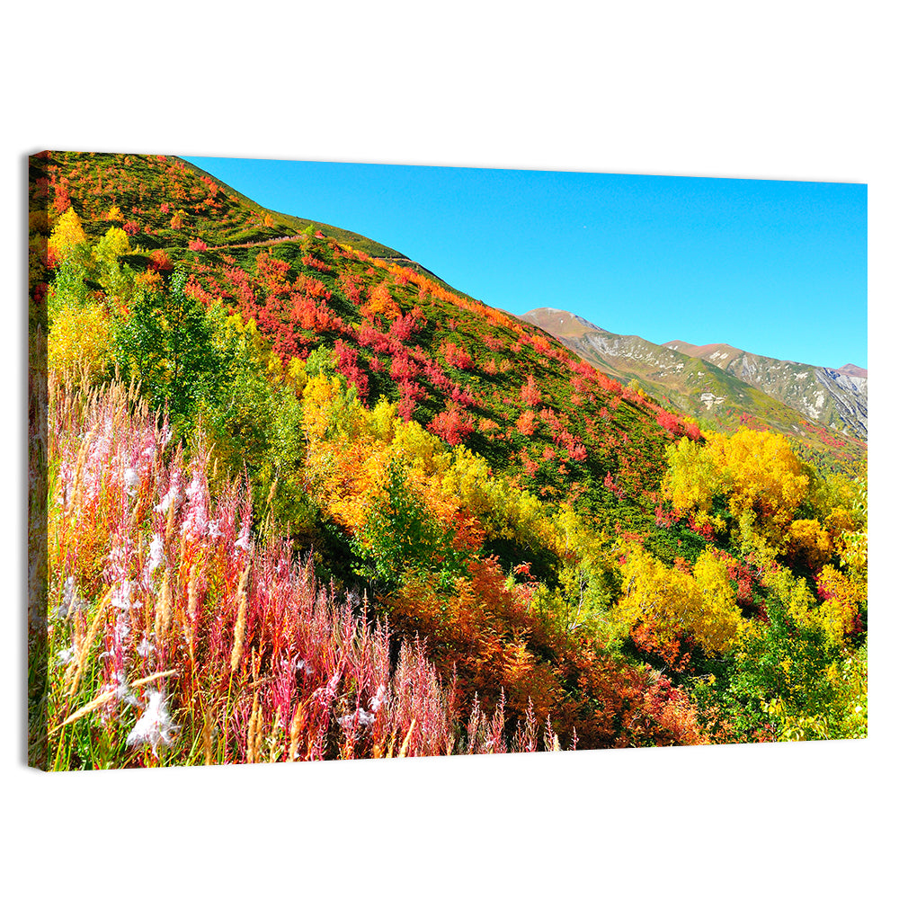 Svaneti Autumn Mountain Landscape Wall Art, canvas print, landscape