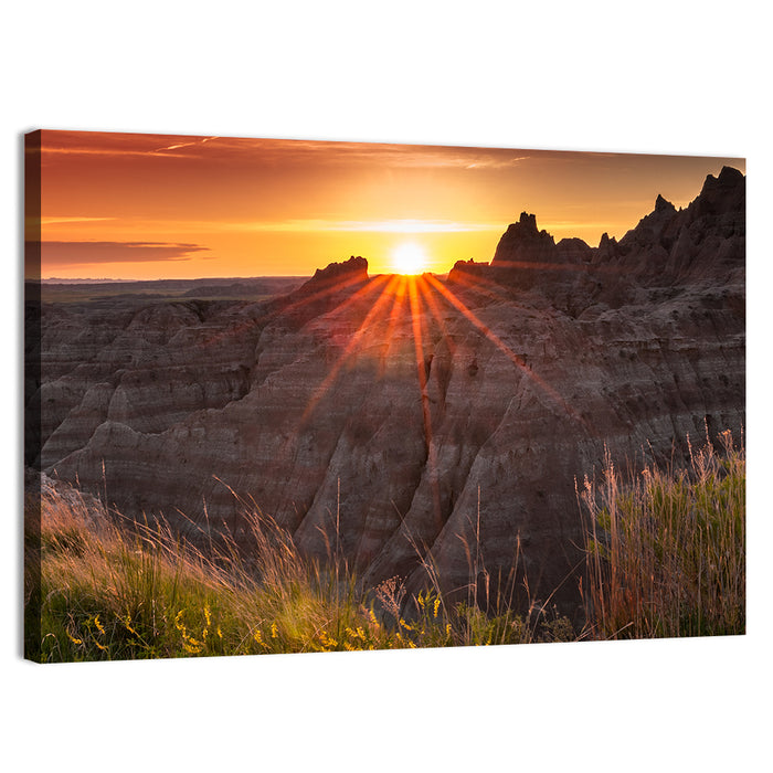 Badlands National Park Sunset Wall Art as a canvas print