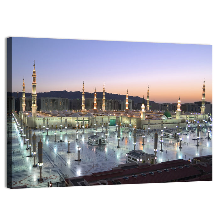 Nabawi Mosque at Dusk, Medina Wall Art as a canvas print
