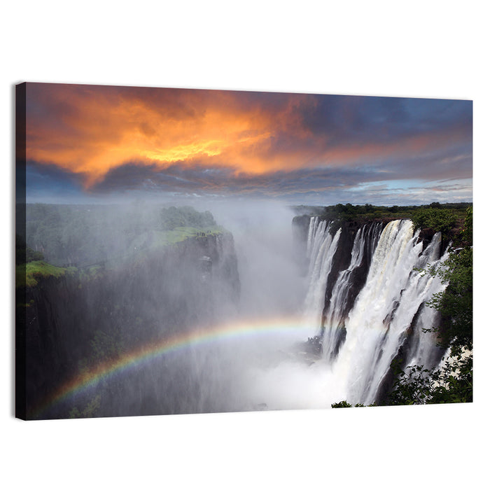 Victoria Falls Rainbow at Dusk Wall Art as a canvas print