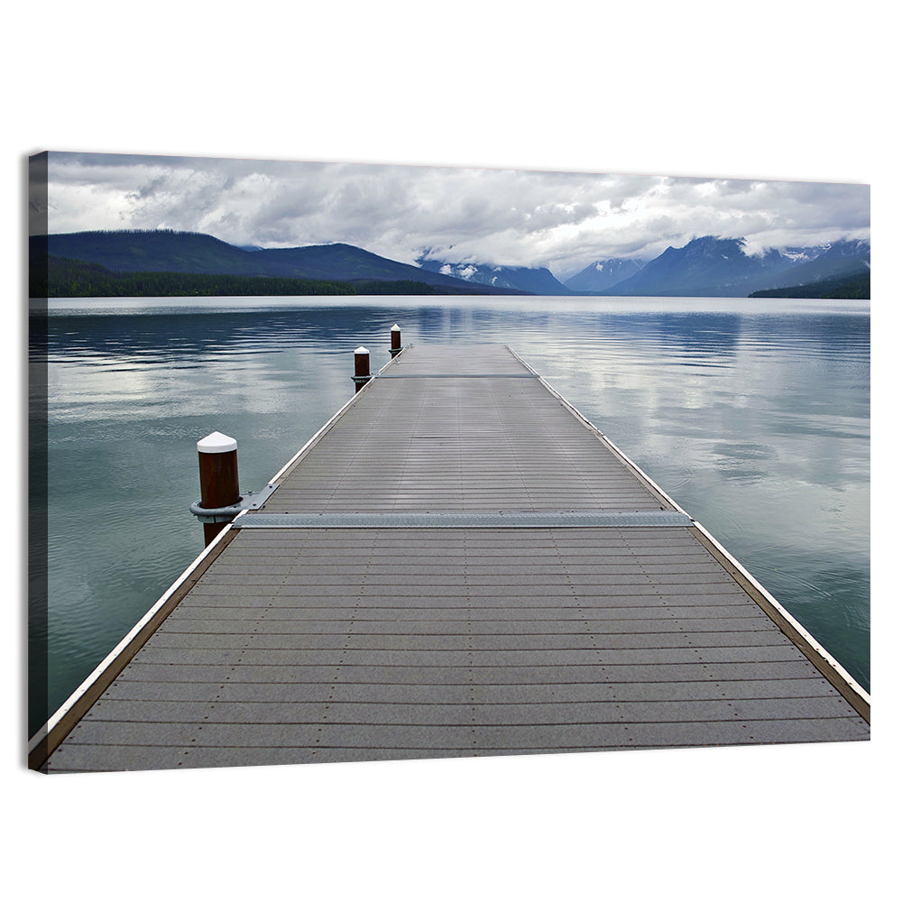 Lake Mcdonald Wooden Dock Wall Art, canvas print, landscape