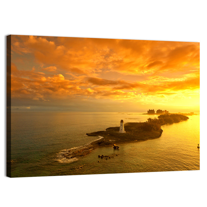 Nassau Lighthouse at Golden Hour Wall Art as a canvas print