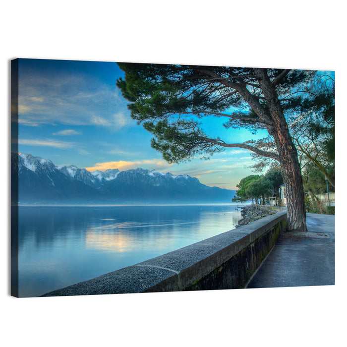 Lake Geneva View from Montreux Wall Art as a canvas print