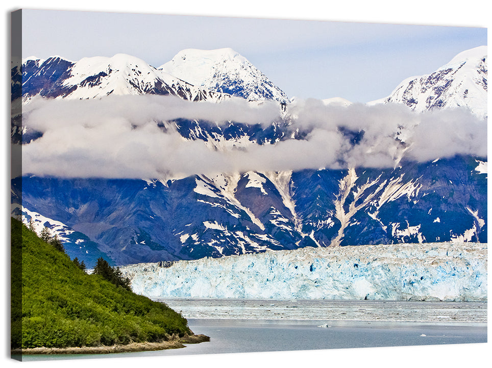 Hubbard Glacier and Snowcapped Peaks Wall Art, canvas print, landscape